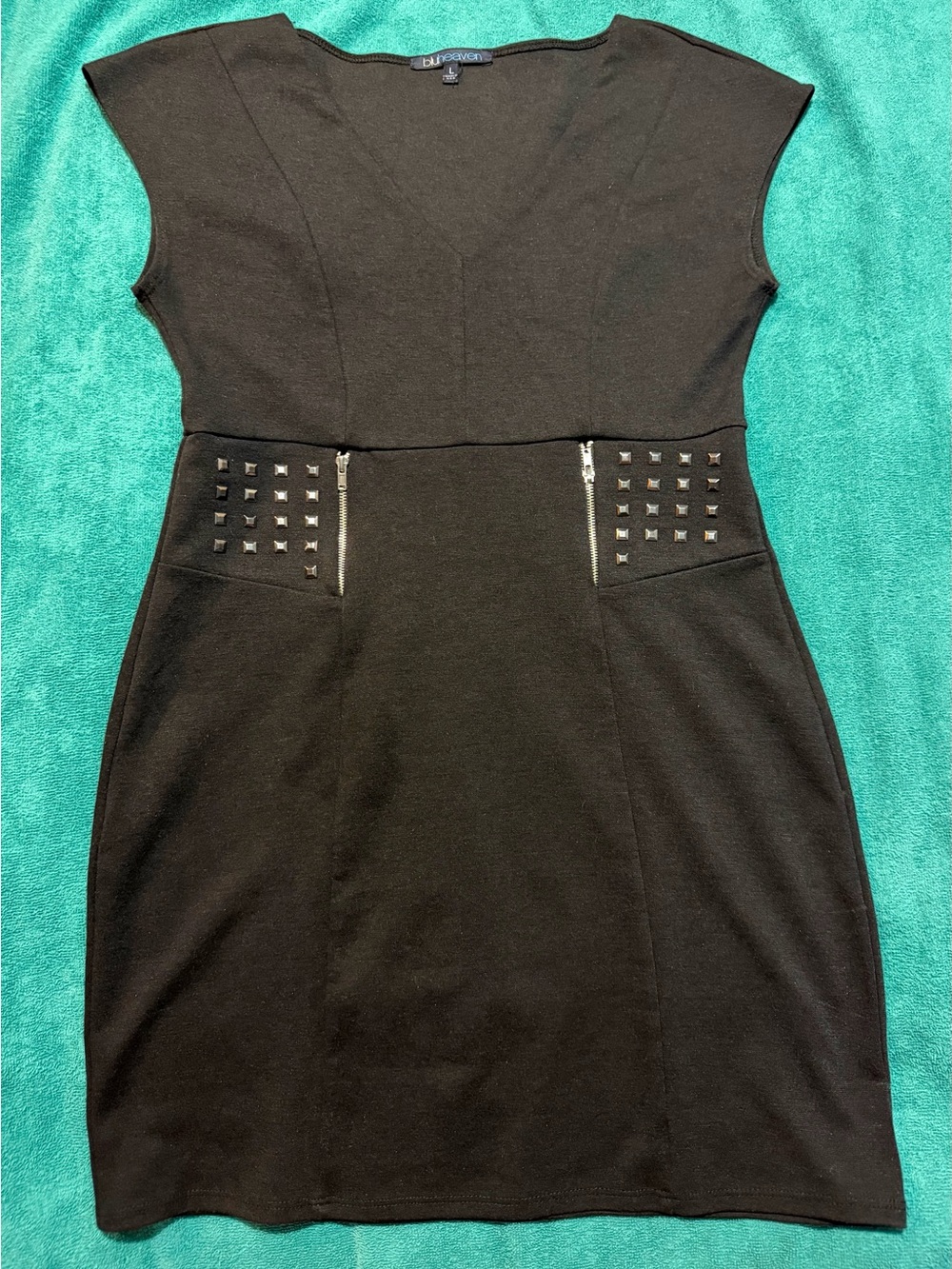 Black Stud-Detail Sheath Dress